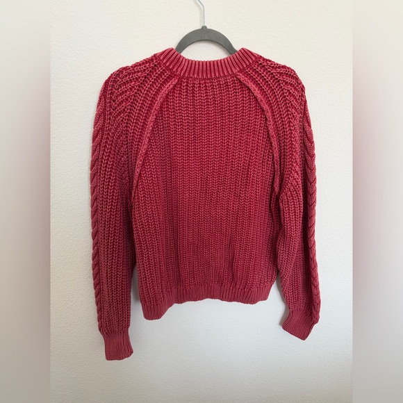 NWT Free People Frankie Cable Knit Sweater Cherry Small - Picture 4 of 5